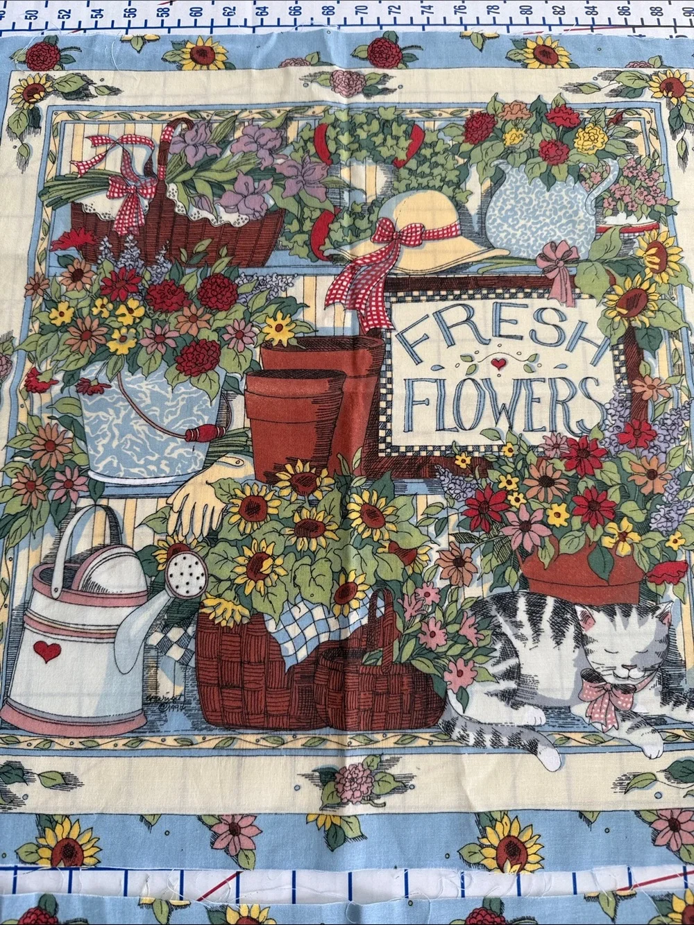 Vintage 1994 Susan Winget Garden Fabric Panels Lot of 3 Country Cottage Floral